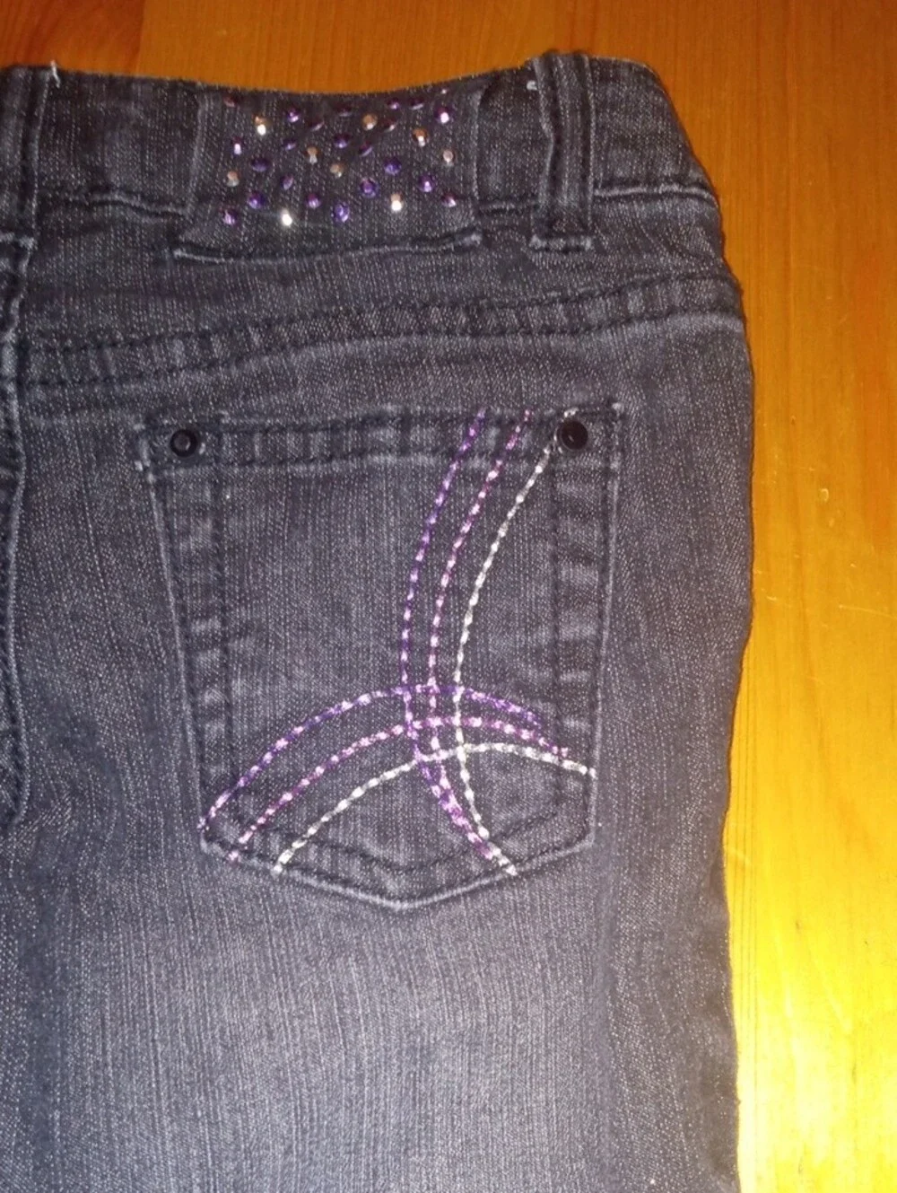 2 Girls Dark Blue Jeans with Sequin Side Trim